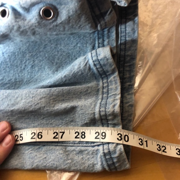 Hot Topic Wide Leg Lace Up Jeans Size 9 Blue Heart Pockets Nu Mall Goth E-Girl - Picture 8 of 11